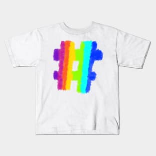Colorful Rainbow Color Hashtag # LGBT LGBTQ Sign Kids T-Shirt